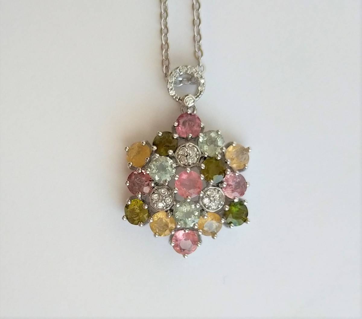 トルマリン ペンダント ネックレス シルバー925 パワーストーン 10月 誕生石 マルチカラー シルバーネックレス 天然