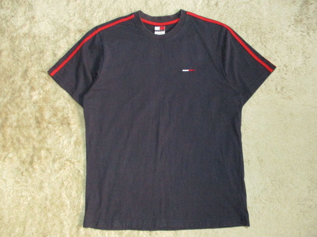 メンズ　TOMMY JEANS　HILFIGER　トミー　ナンバーロゴ　コットン100%　半袖Tシャツ　紺　M