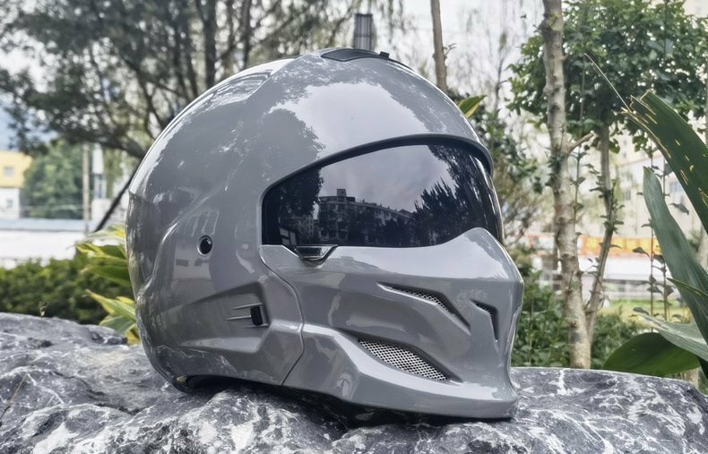 TZX280★新しいデザインオートバイバイクヘルメット ハーフヘルメット フルフェイスヘルメット レーシング組立式顎部分着脱できる4色グレー