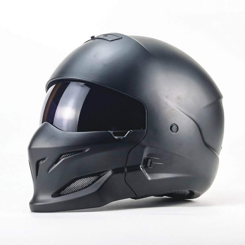 TZX366★新しいデザインオートバイバイクヘルメットハーフヘルメットフルフェイスヘルメット レーシング組立式顎部分着脱できる4色艶消し黒