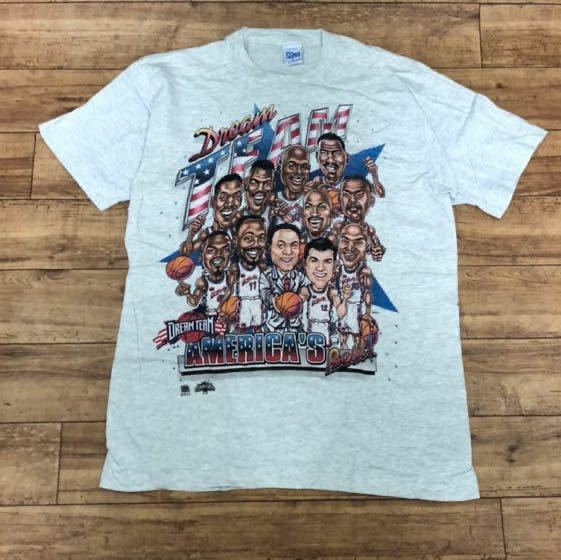 90年代 NBA バスケットボール　ドリームチーム　半袖Ｔシャツ　Mサイズ ジョーダン　ヴィンテージ　グレー