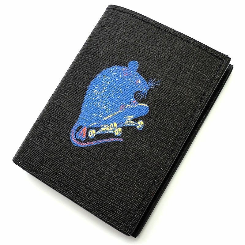 G03156 新品 20SS ANONYME × POGGY THE MAN/フランス製 レザーウォレット 財布 カードケース ブラック 黒 アノニム ポギー