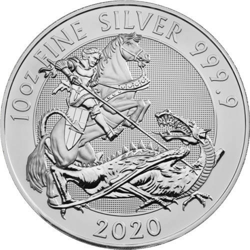[保証書・カプセル付き] 2020年 (新品) イギリス「セント ジョージ・龍」純銀 10オンス 銀貨