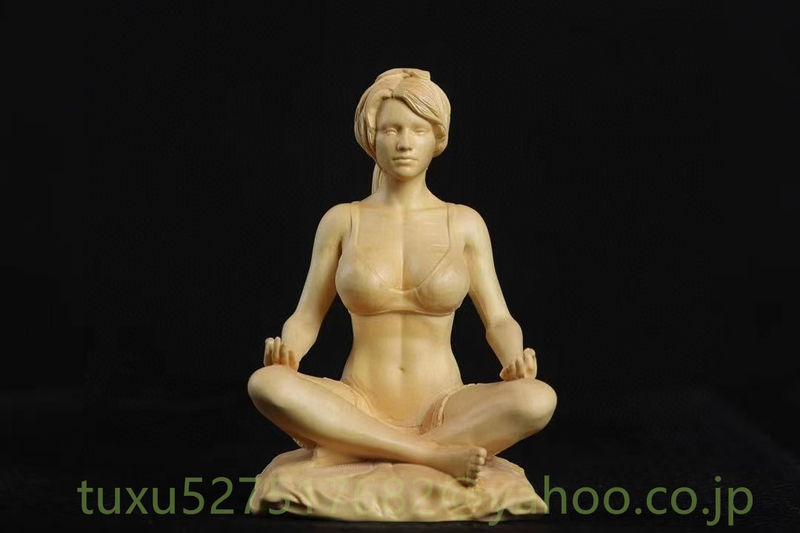 A -16 極上品 ヨガ美女 木彫り 置物 工芸品 女性 彫刻