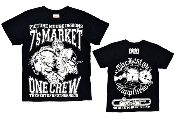 S3182★送料無料★7'S MARKET セブンスマーケット ONE CREW THE BEST OF BROTHER HOOD BOB RECORDS★ 両面プリント 半袖Tシャツ XS 30/32