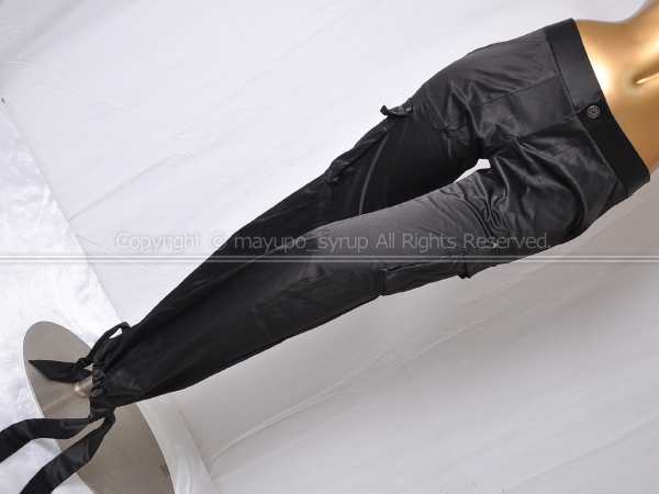C1804-75★新品BLACK MOUSSY マウジー 裾しぼりカーゴパンツ ツルツル光沢ブラック サイズ2(M)