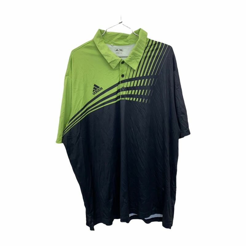 adidas ポロシャツ 2XL アディダス ビッグサイズ ゴルフ スポーツ クライマライト グリーン ブラック 古着卸 アメリカ仕入 t2206-3591