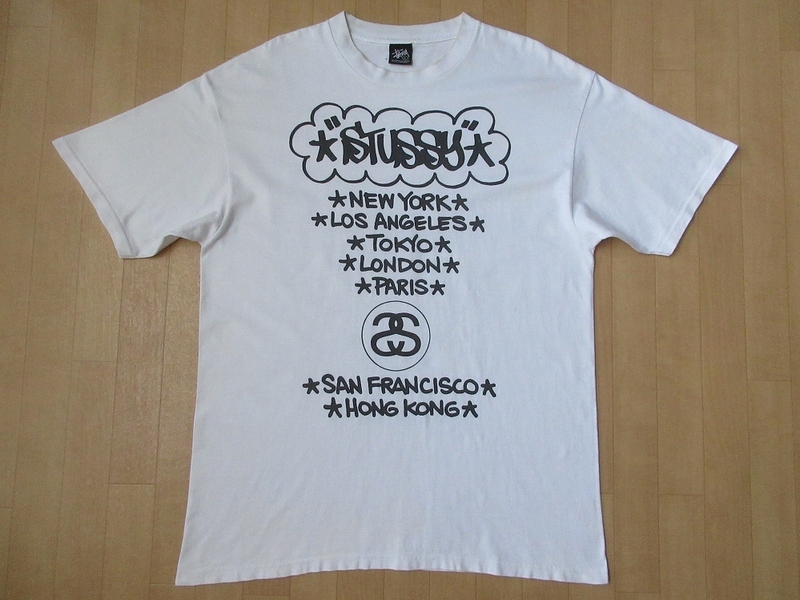 00's メキシコ製 STUSSY HAZE コラボ WORLD TOUR Tシャツ L 白 ステューシー Eric エリック ヘイズ ワールド ツアー グラフィティ ART 芸術