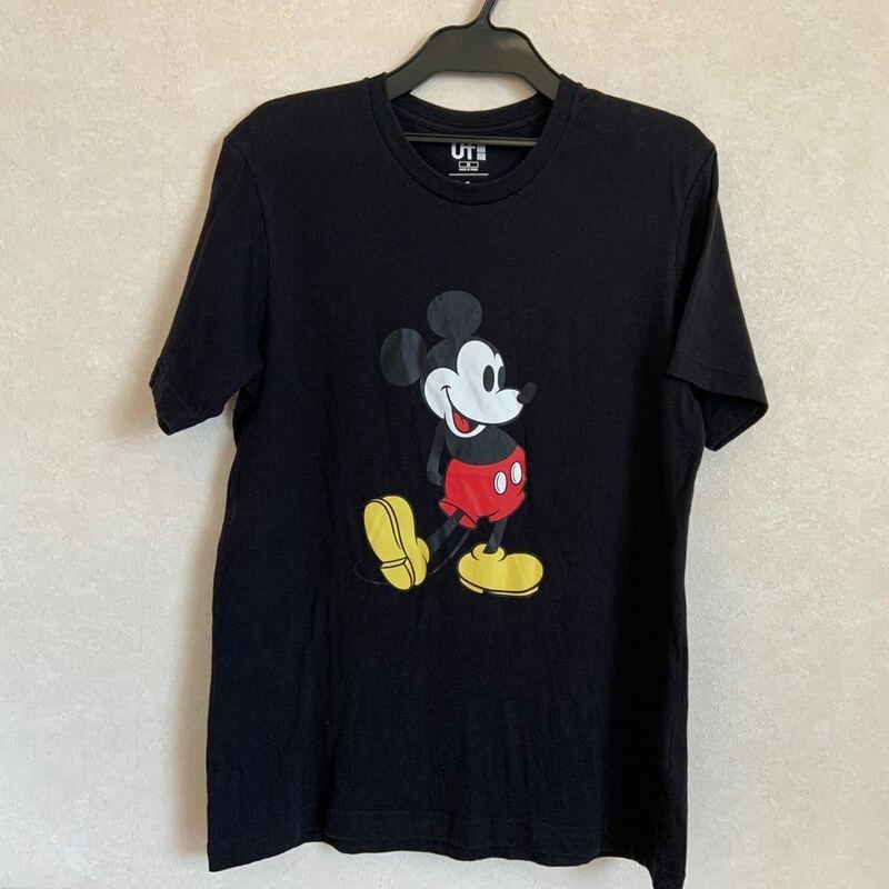 UT UNIQLO ユニクロ × Disney ミッキーマウス コラボ Tシャツ Mサイズ ブラック 黒 100%綿 半袖 トップス 中古