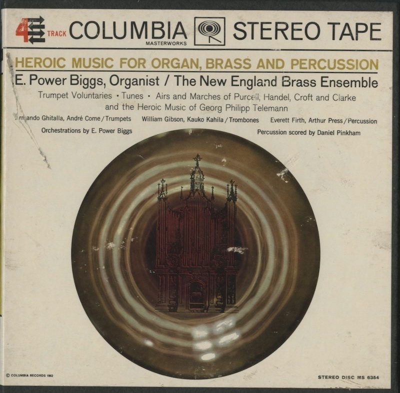 オープンリールテープ E.POWER BIGGS / HEROIC MUSIC FOR ORGAN, BRASS AND PERCUSSION 7号 19cm/s (7 1/2IPS) 4トラック インサート