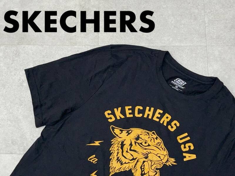 ☆送料無料☆ SKECHERS スケッチャーズ USA直輸入 古着 半袖 Tシャツ メンズ M ブラック トップス 中古 即決