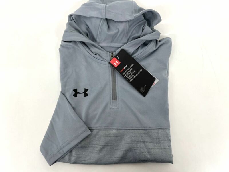 新品■UNDER ARMOUR アンダーアーマー メンズ ボーイズ 1/4ジップパーカー L 速乾 ソフト グレー