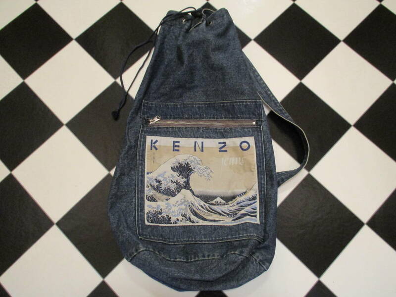 KENZO ケンゾー デニム ショルダー バッグ / 浮世絵 葛飾北斎 神奈川沖浪裏 ビンテージ ９０’ｓ