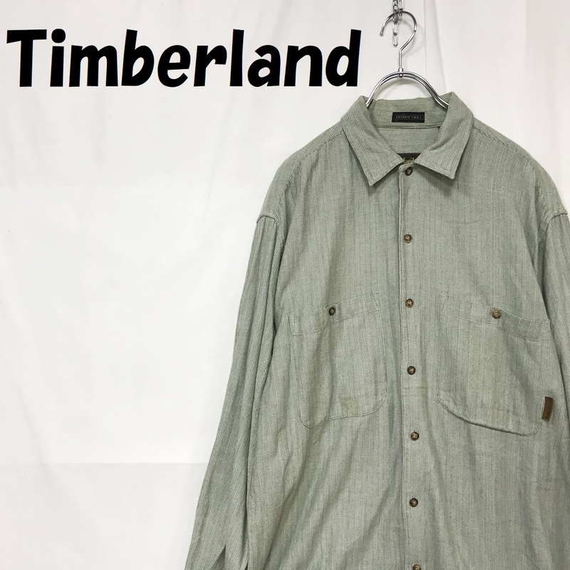 【人気】Timberland/ティンバーランド 長袖シャツ コットン100％ グリーン サイズS/S4920