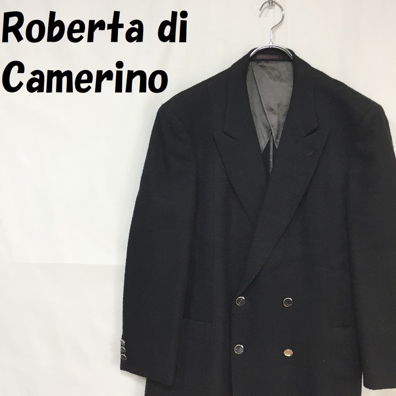 【人気】Roberta di Camerino/ロベルタ ディ カメリーノ ジャケット 4つボタン ツイード生地 毛100％ ブラック サイズ98AB6 /S4507