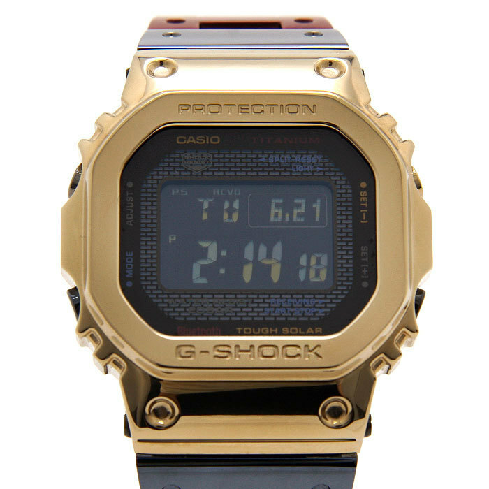中古美品 カシオ CASIO G-SHOCK Gショック チタン フルメタルスクエア マルチカラー GMW-B5000TR-9JR タフソーラー デジタル時計