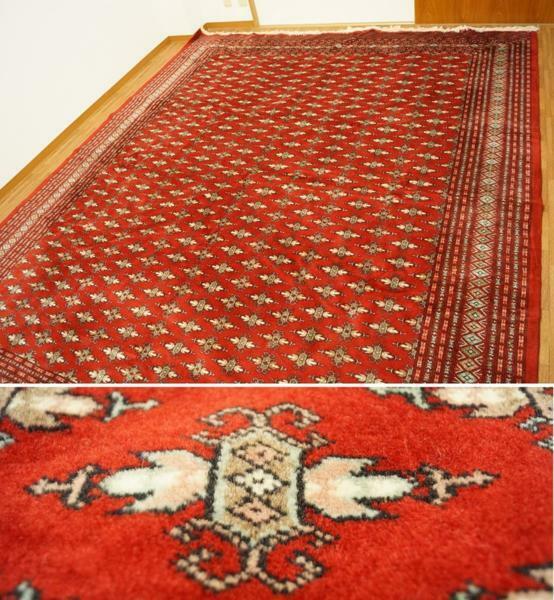 綺麗な赤いウール絨毯　2ｍ60ｃｍ×3ｍ16ｃｍ　運賃着払他 0129P3h