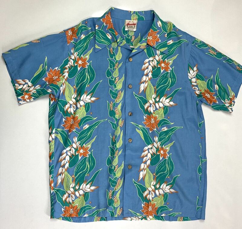 Hawaiian Aloha tropical Mサイズ レーヨン100% メンズ　アロハシャツ 古着　美品　アロハトロピカル