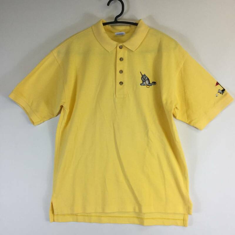 USA製 90s クレイジーシャツ Crazy Shirts HAWAII クリバンキャット ポロシャツ Sサイズ イエロー