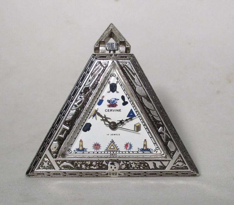 ☆ フリーメーソン　三角　懐中時計　グランドマスター　スイス製　銀製　1960年頃