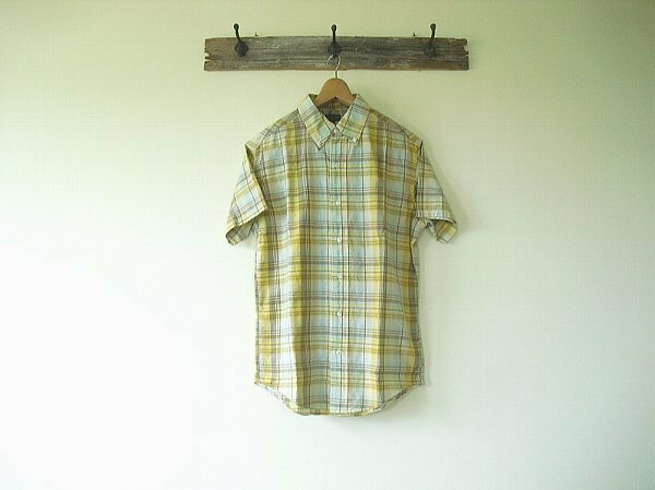 Short Sleeve Button down Shirt（WAREHOUSE）ウエアハウス　半袖　ボタンダウン　コットン100%　＠M　レモン/ライム系　希少　絶版　新品