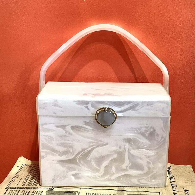 ★「Stylecraft Miami」50s vintage lucite white marble box bag