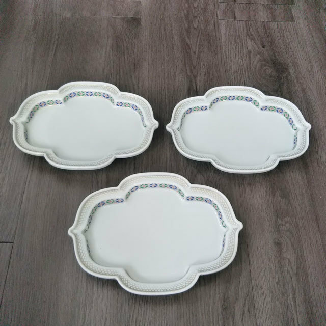 徳幸 木甲皿 3枚セット 有田焼 楕円 銘々皿 中皿 和皿 和食器