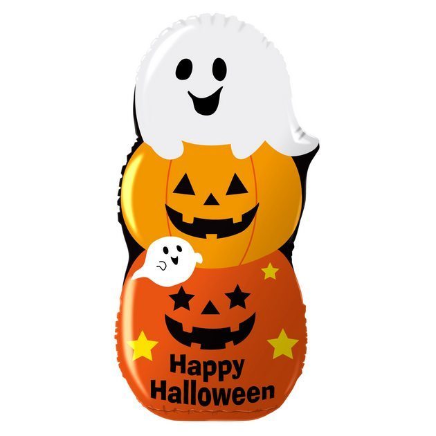 3連パンプキンゴースト ビニールディスプレイ (M) ハロウィン パンプキン オバケ 飾り 置物 オブジェ 高さ117cm