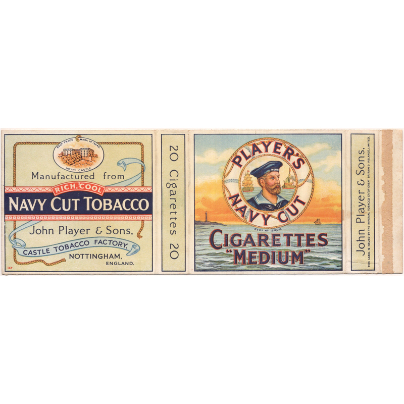 古い タバコ 煙草 ラベル パッケージ イギリス PLAYER'S NAVY CUT MEDIUM 20 台紙に貼り付け