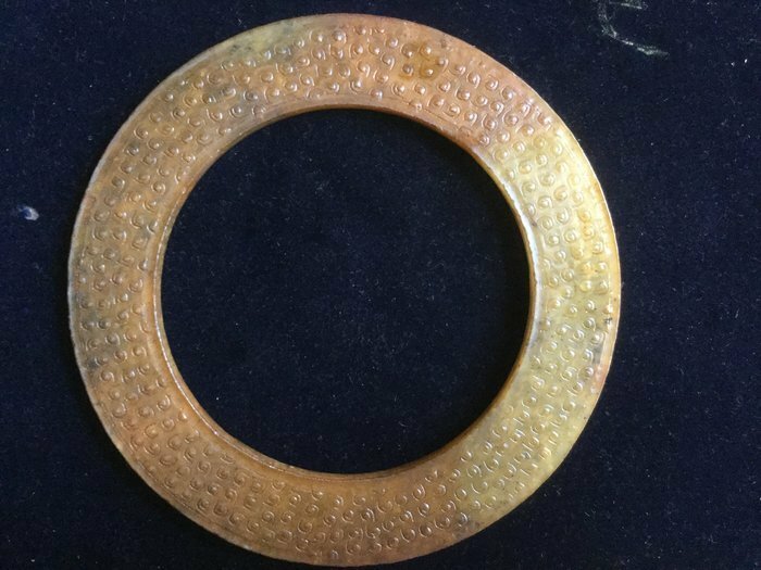 中国文物 古玉 収集家の放出品 砡 戰國穀紋玉環 
