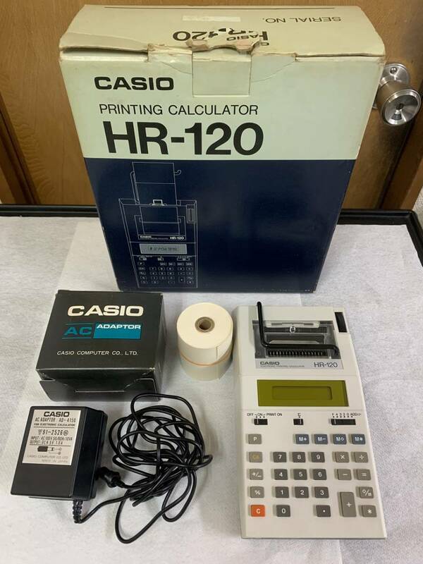 CASIO カシオ HR-120 電子式記録計算機 プリンター電卓 10桁 電卓 計算機 元箱付き①