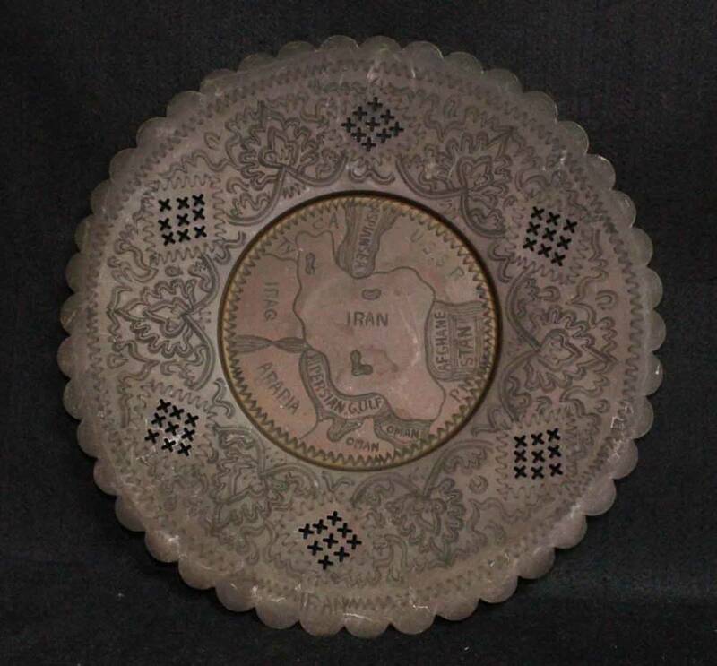 金属工芸■飾皿　銅皿　中東　イラン■■銅器　IRAN PERSIAN ARABIA アラビア　ペルシャ　USSR 33cm 古い皿