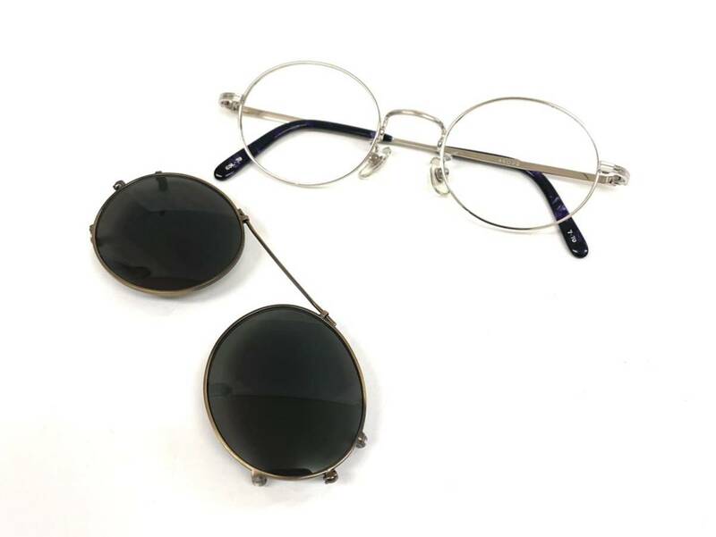 ●クリップオンサングラス付き鯖江製眼鏡 柔らかいオーバルシェイプが表情を優しく演出 ●