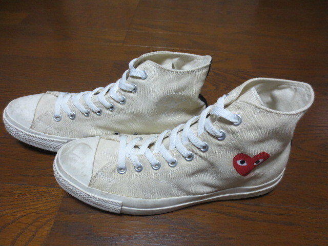 PLAY COMME des GARCONS × CONVERSE　コムデギャルソン×コンバース　コラボ　プリント入りハイカットスニーカー　生成り　２８ｃｍ