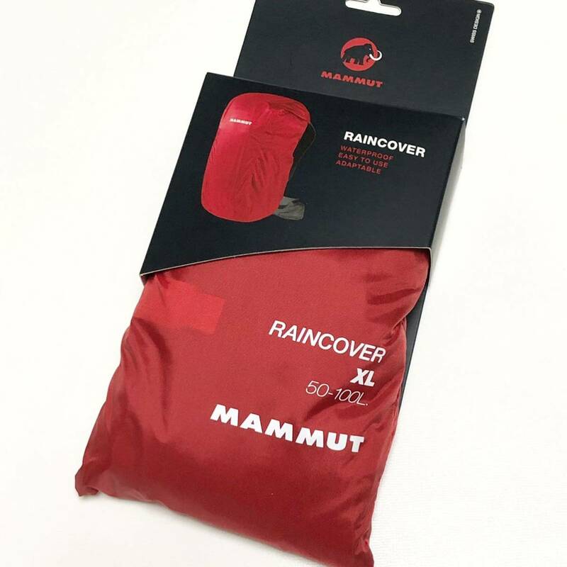 新品 マムート MAMMUT バックパック用 レインカバー XL 大型 ～100L リュック 防水 雨具 Raincover 赤 ロゴ 雨 バッグ 大きめ ビッグサイズ