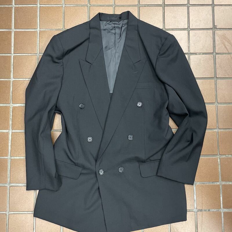 【新品★激安】6Bダブルスーツジャケット　ブラックダブルスーツジャケット　上着/黒　ブラック/サイズM/良品質★毛100% 限定販売