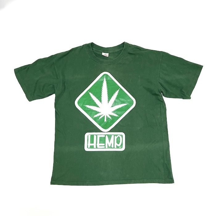 【送料無料】レア 90s USA製 HEMP ガンジャ マリファナ Tシャツ vintage 古着 オールドスケート Hip-Hop レゲェ オールドスクール