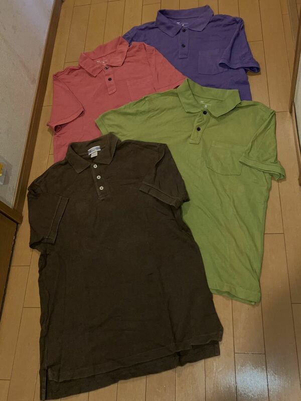 4枚セット　ギャップ　GAP POLO ポロシャツ パープル　ピンク　黄緑　M 、　ブラウン　S