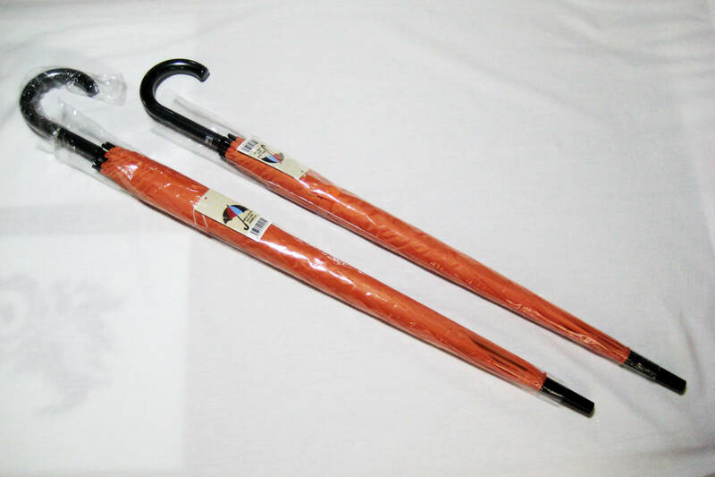 シンプル カラー ジャンプ 傘 オレンジ 2本セット ペア 雨具 親骨 60cm 新品 個包装 ギフト おしゃれ 常備 ベーシック 男女兼用 長傘