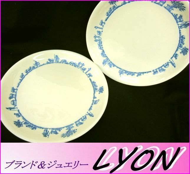 【ソニアリキエル】25cm大皿（パスタ皿）2枚・ポーセラーツ食器▲イエロー系・ペア