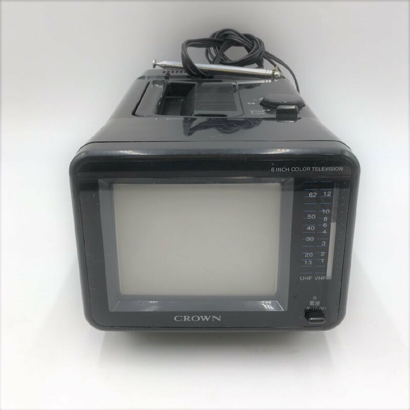 昭和レトロ クラウン ６インチ カラーテレビ トランジスタ式 1989年製 CROWN 通電確認済 一部難ありのためジャンク