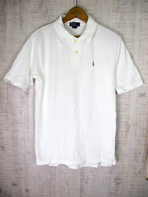 90's　ヴィンテージ　Ralph Lauren　ラルフローレン　ポロシャツ　ホワイト　M（12-14）