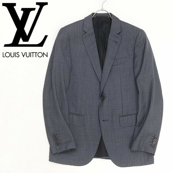 国内正規品◆LOUIS VUITTON/ルイヴィトン カシミヤ混 チェック 裏地ダミエ柄 2釦 ジャケット 48