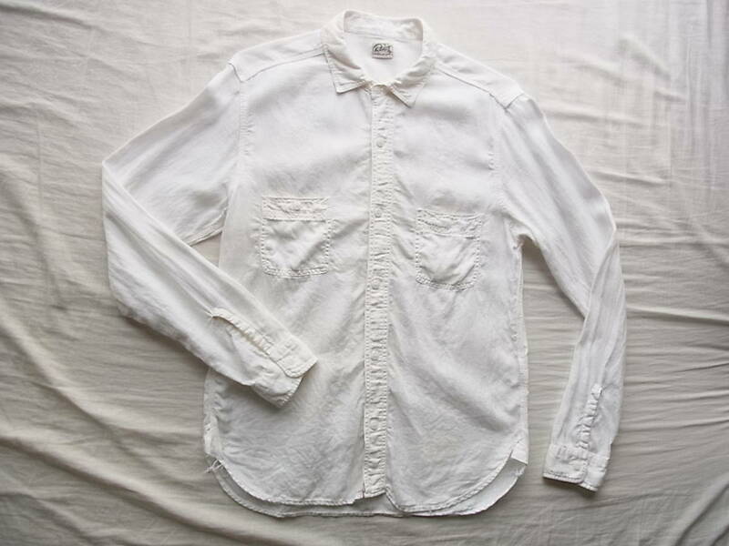 Rags mcgregor ラグス マクレガー　リネン100% ワークシャツ　サイズ L オフホワイト　日本製