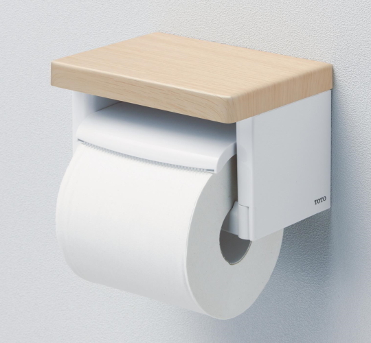 木製棚の付いたトイレ用紙巻器 カラー3色 TOTO製