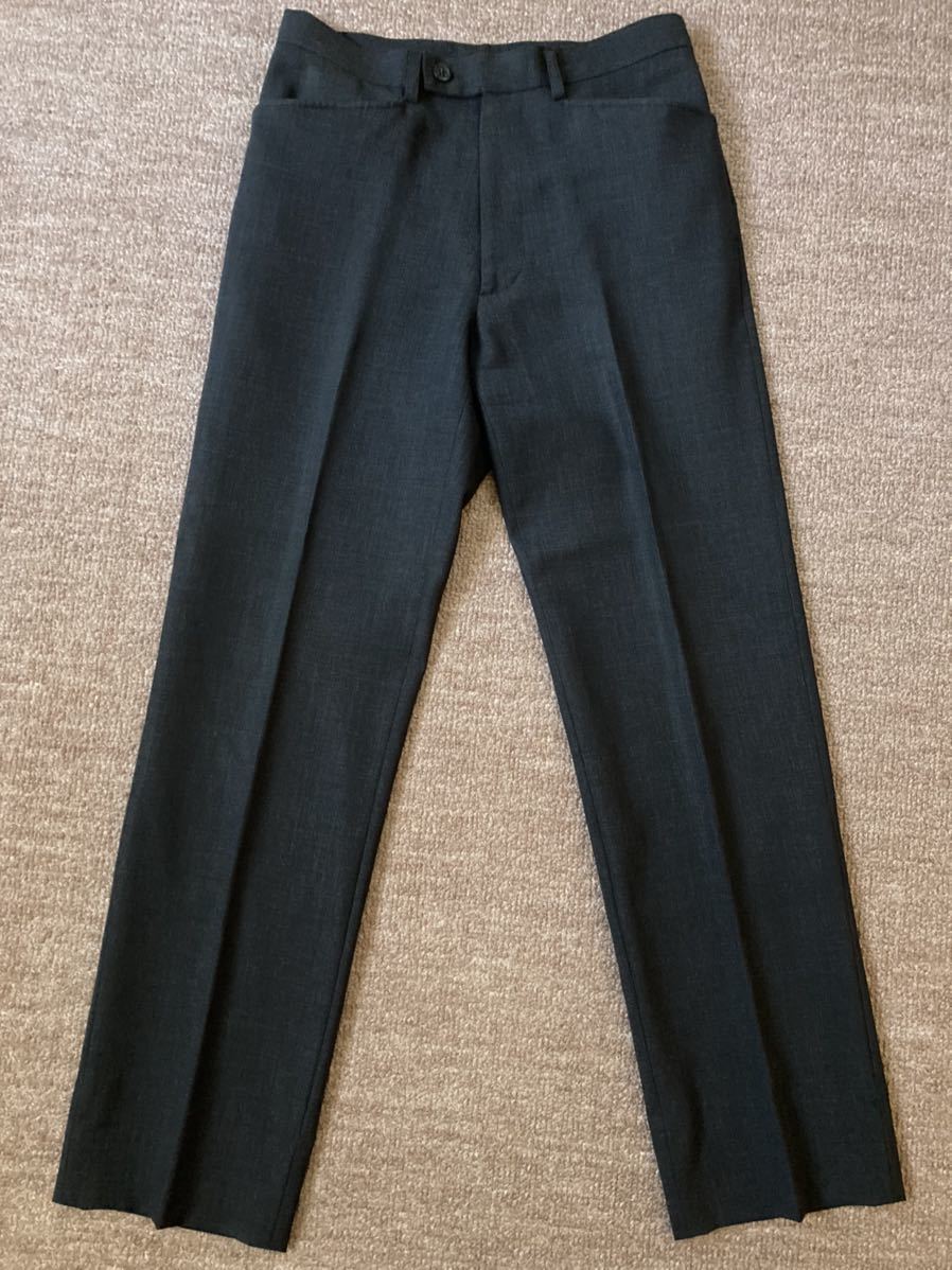 ofuon ミシェルクラン MICHEL KLEIN PARIS 黒無地ストレートシルエットウールパンツ ウール100% スッキリシルエット 真冬以外は履き回しOK