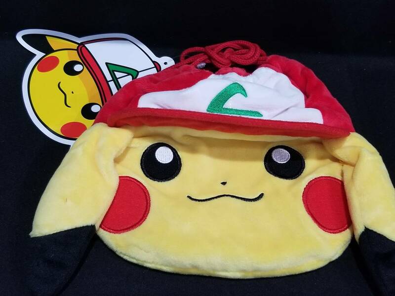 送料無料 ぬいぐるみ巾着 ぼうしをかぶったピカチュウ ポケモン pokemon Pikachu Ash cap purse Plush Doll