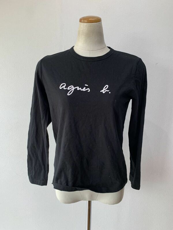 【人気】agnes b／アニエス ベー　ロンT　長袖　シャツ　黒／ブラック　レディース　サイズ4　　K1918
