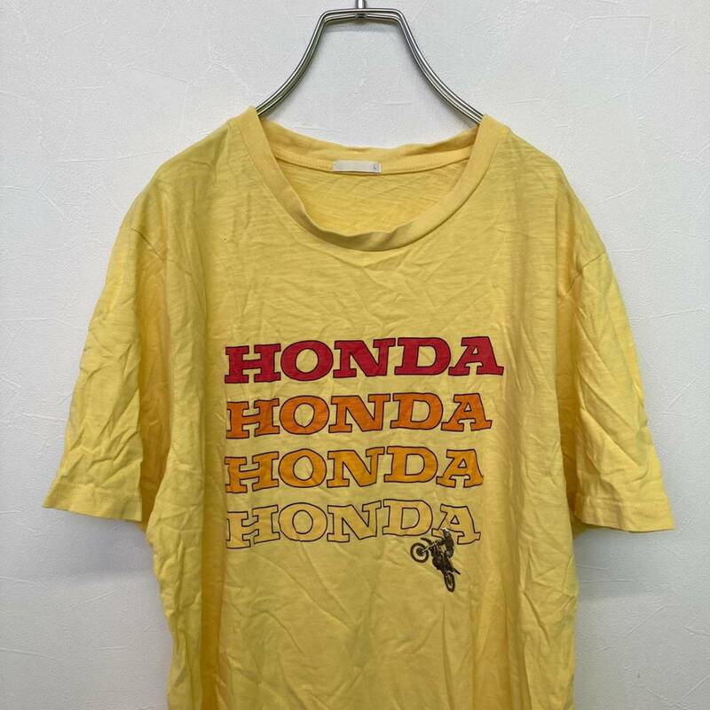 ホンダ/HONDAトライアルバイク　半袖Ｔシャツ　GU/ジーユー 半袖 Tシャツ 黄色 イエロー メンズ L
