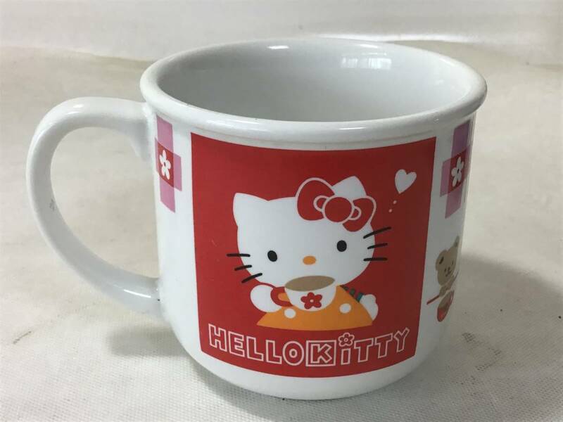 1995 当時物 サンリオ「HELLO KITTY」キティちゃん カップ マグカップ 陶器製 ファンシー 雑貨